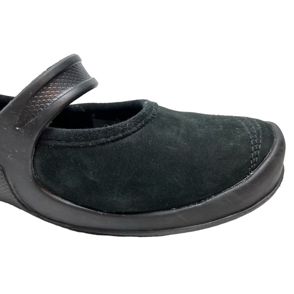 CROCS Black Genuine Leather Suede Mary Janes Loafers Flats Casual Shoes sz 6 - Picture 7 of 15